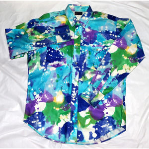 Ruddock Bros Mens Western Long Sleeve Button Up Extra Long Tail Shirt Size Large